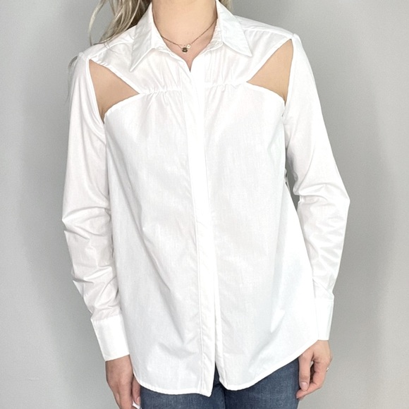 Nasty Gal revolve cut out white button up blouse - Picture 3 of 7